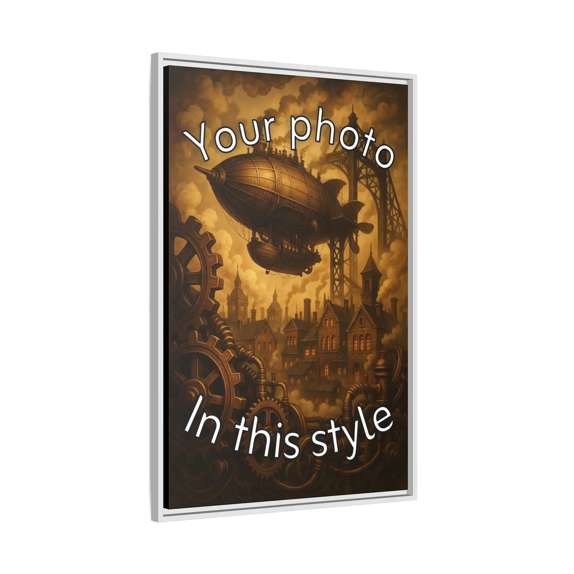 Framed Canvas Art - Clockwork Sepia - Vertical - Canvas