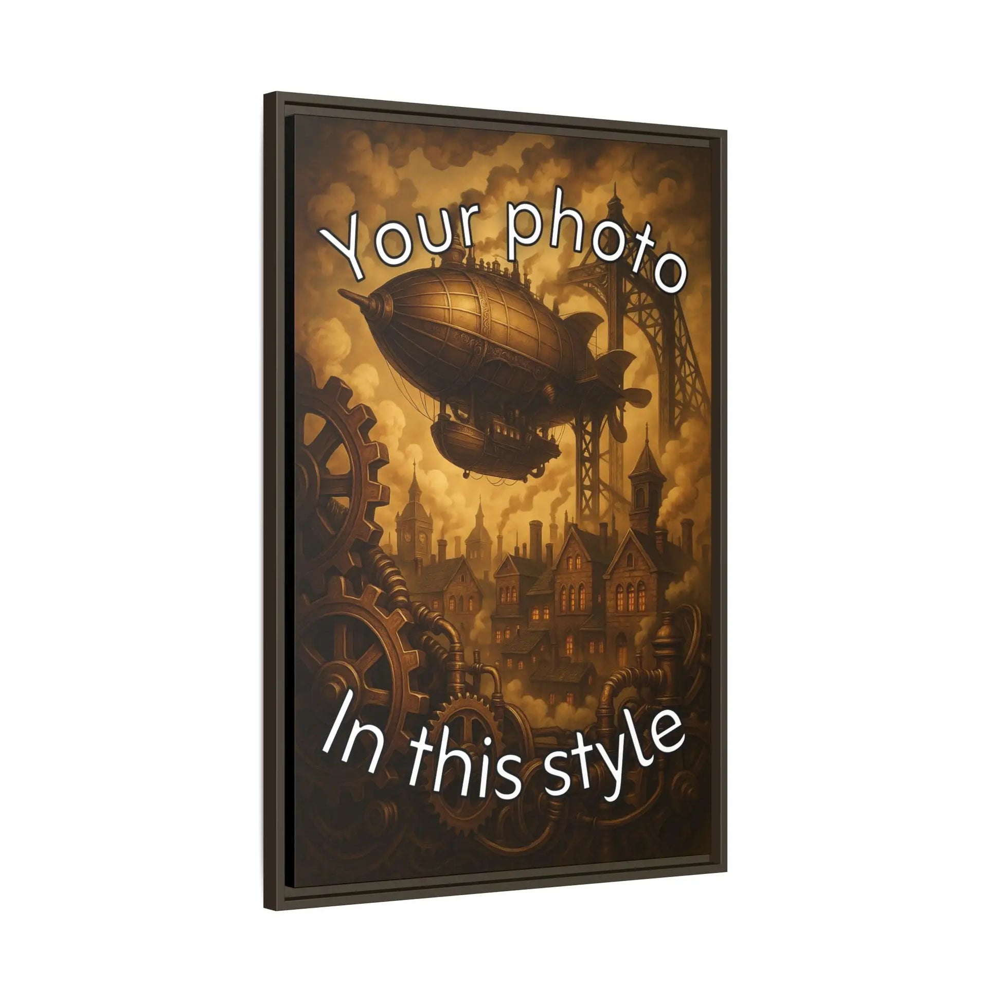 Framed Canvas Art - Clockwork Sepia - Vertical - Canvas