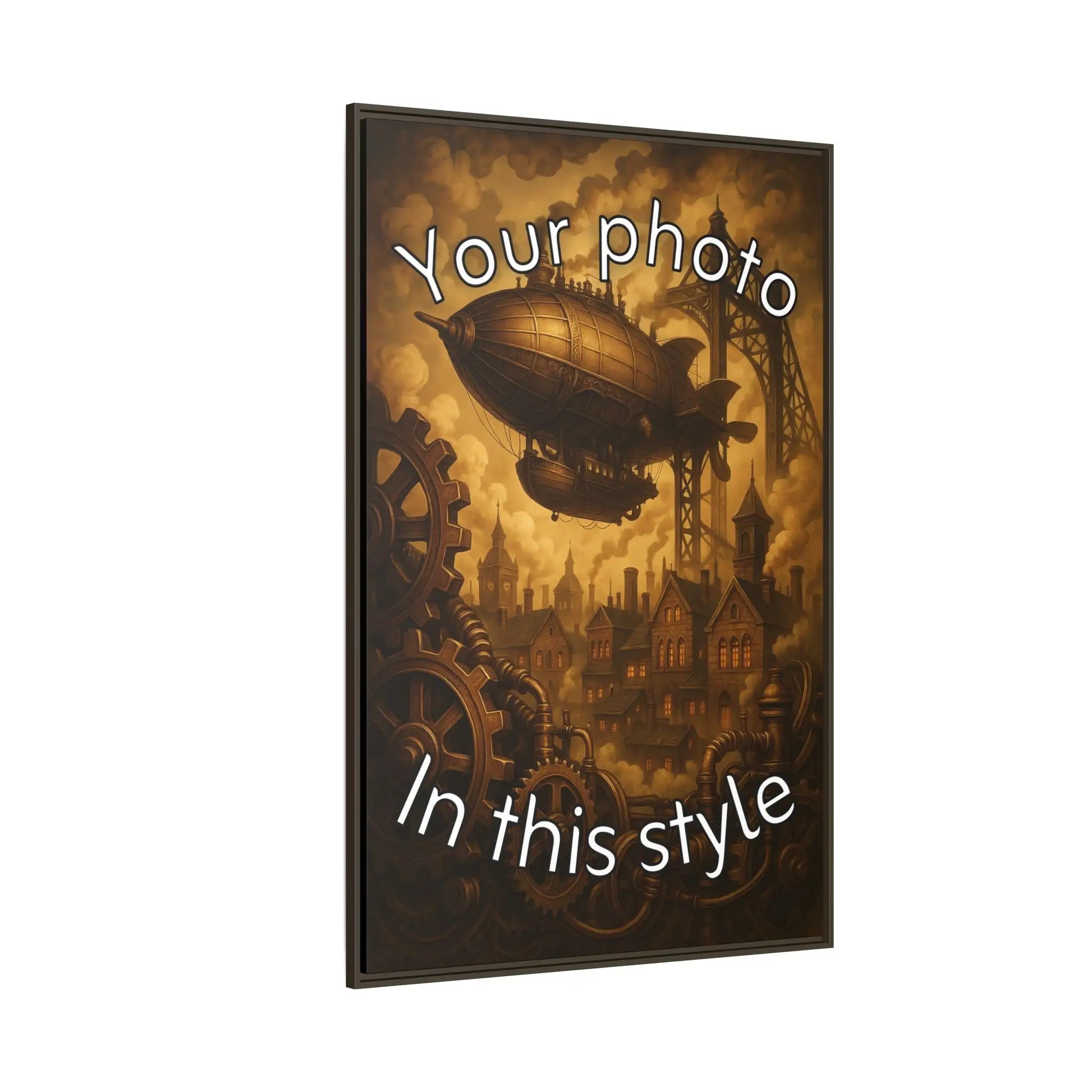Framed Canvas Art - Clockwork Sepia - Vertical - Canvas