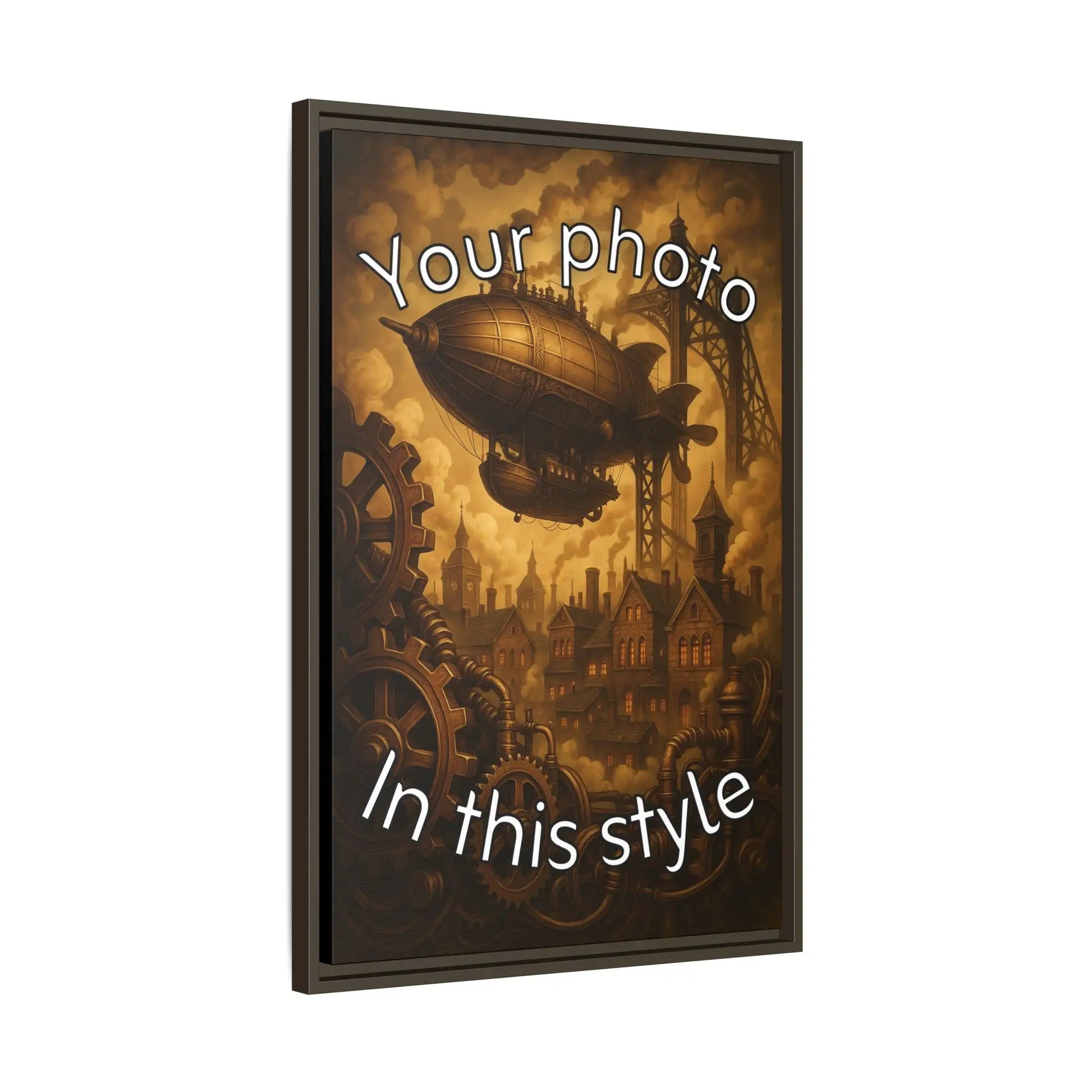 Framed Canvas Art - Clockwork Sepia - Vertical - Canvas